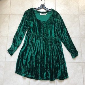Green Crushed Velvet Dress
